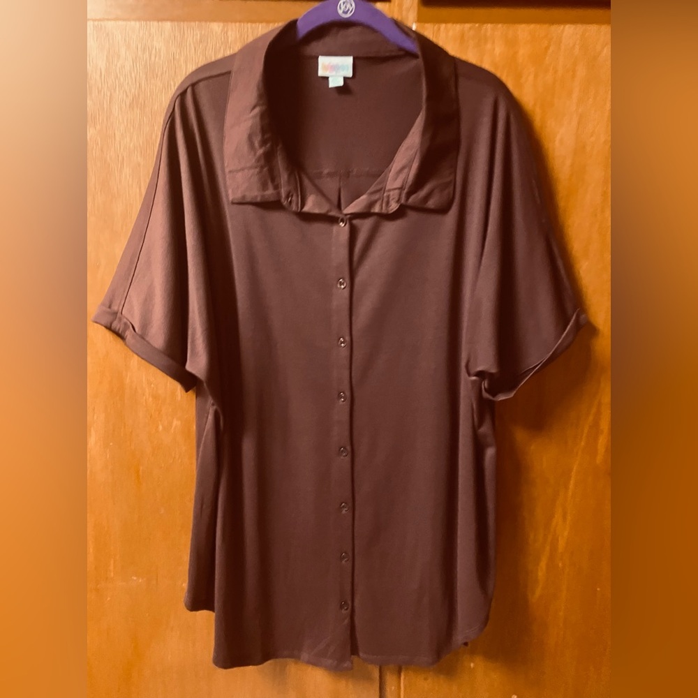 LuLaRoe Solid Brown "Charlie" Button Down Top